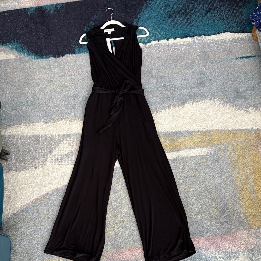 Amour Vert Black Wrap Front Tie Waist Jumpsuit NWT Size M
